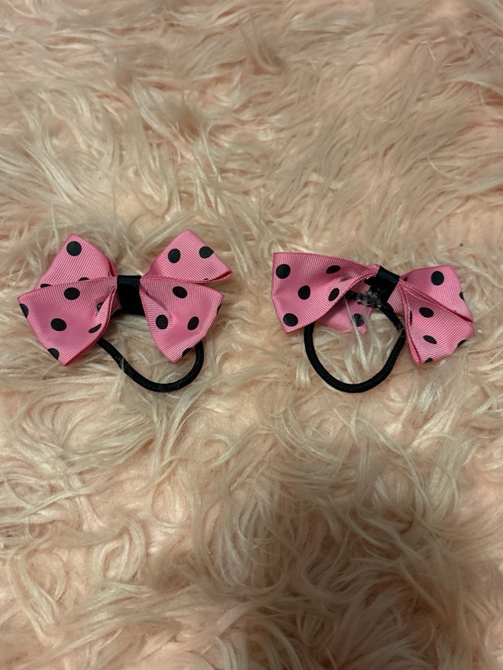 Pink Polka Dot Bow Hair Ties for Kids